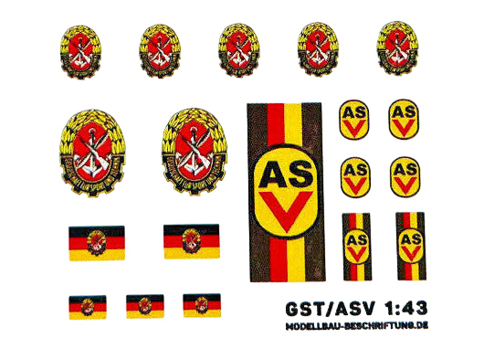 Waterslide Decal 1:43 - 19tlg. DDR GST ASV URAL Kamaz NVA DDR W50 Truck LKW