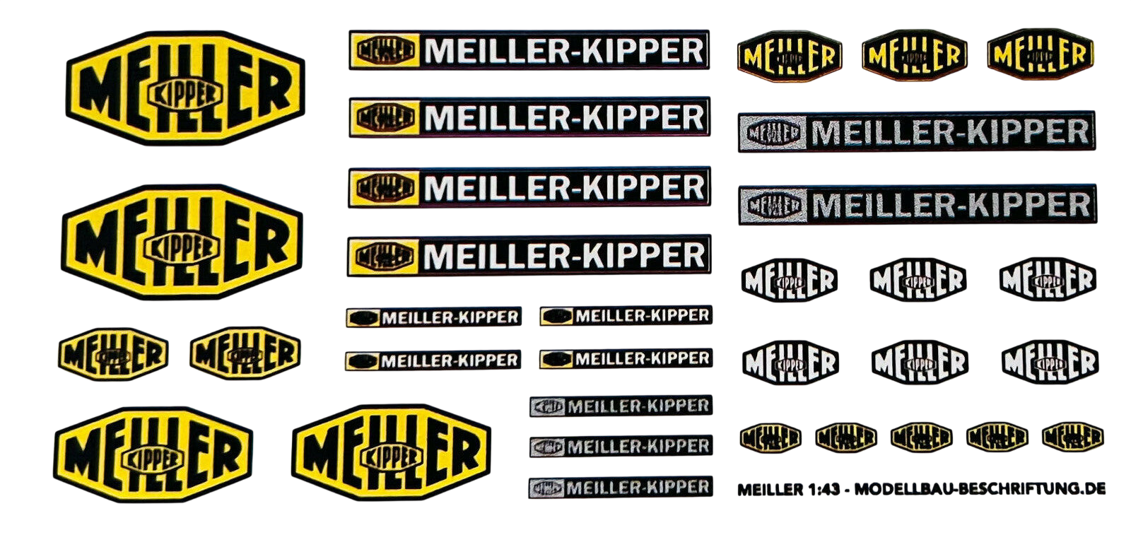 Waterslide Decal 143 33tlg Meiller Kipper Truck LKW Actros Scania Volvo MAN Modellbau Beschriftung