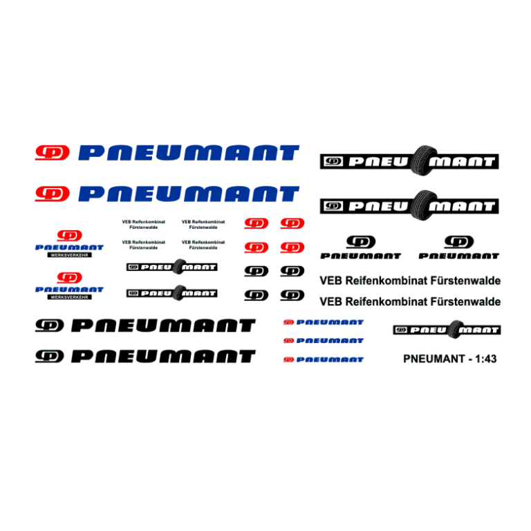 Waterslide Decal 1:43 - DDR Pneumant Reifen Kamaz W50 Barkas Multicar Trabant