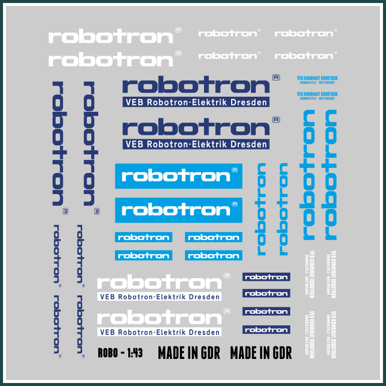 Waterslide Decal 143 LKW DDR VEB Robotron Elektronik Dresden Barkas W50 Modellbau Beschriftung