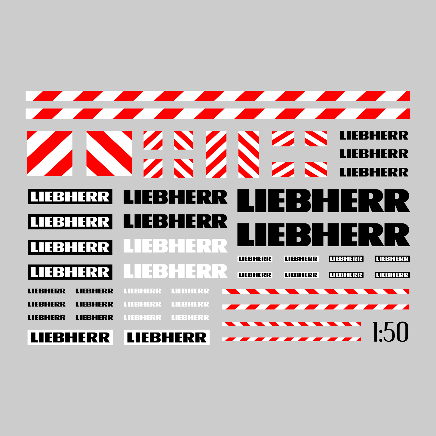 Waterslide Decal 150 LIEBHERR Kran Baumaschine LKW Radlader Modellbahn Modellbau Beschriftung