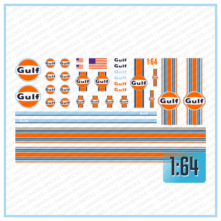 Waterslide Decal 1:64 - 1:43 Gulf Slotcar Racing USA V8 Muscle Cars Gasoline