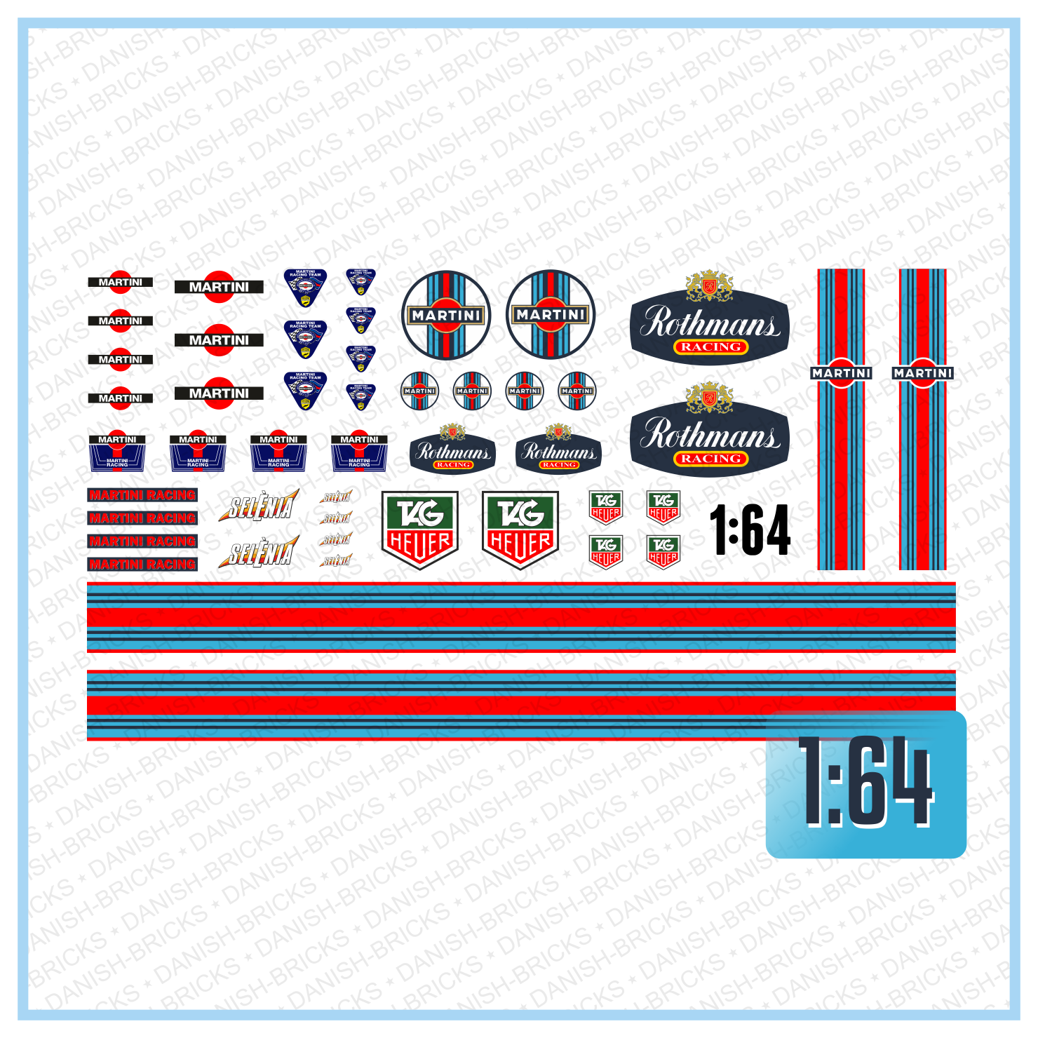 Waterslide Decal 164 143 Martini Slotcar Racing USA V8 Muscle Cars Italien Modellbau Beschriftung