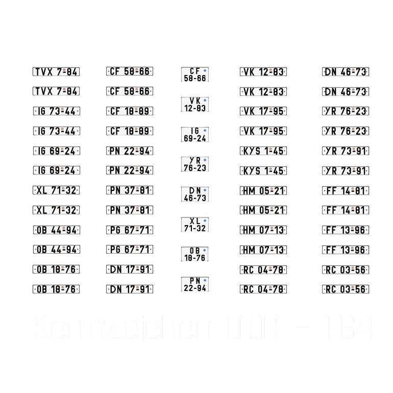 Waterslide Decal 164 SPUR S DDR Kennzeichen B1000 Trabant Modellbahn Modellbau Beschriftung