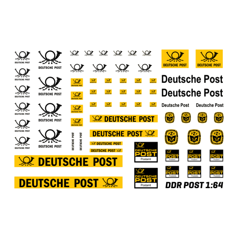 Waterslide Decal 1:64 SPUR S - DDR Post Poststelle - B1000 Trabant Modellbahn