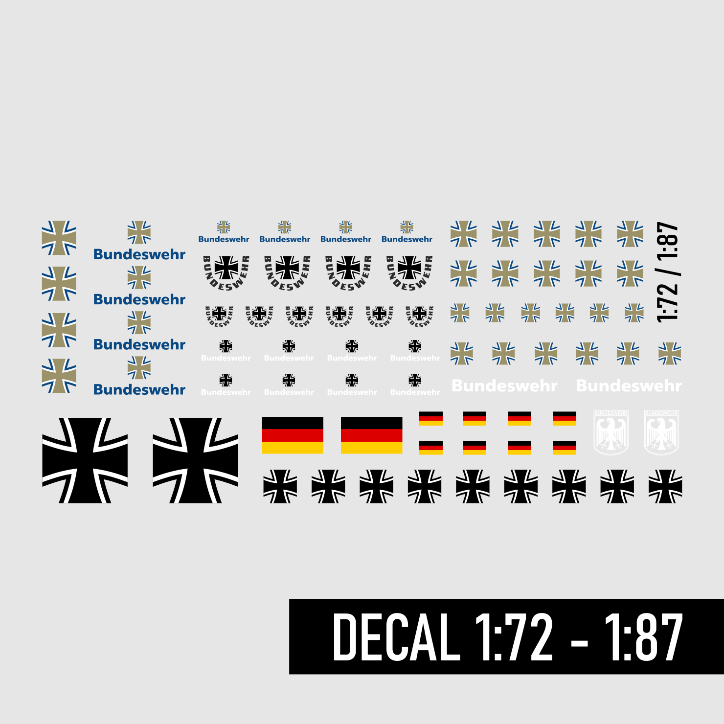 Waterslide Decal 172 187 Bundeswehrkreuz Panzer LKW Armee Panzerbattalion B Modellbau Beschriftung