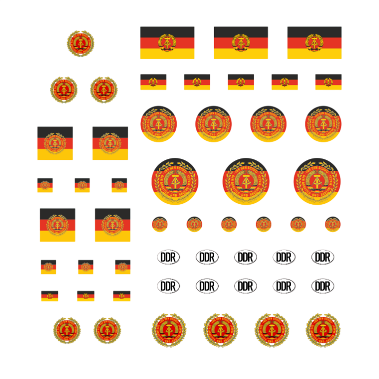 Waterslide Decal 1:87 - 53tlg. DDR Hoheitszeichen URAL Kamaz NVA DDR W50 Truck