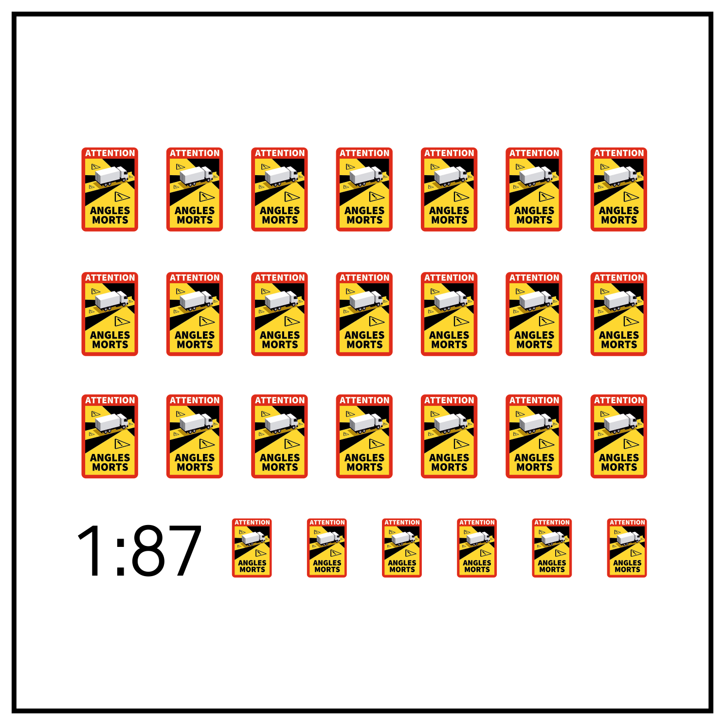 Waterslide Decal 187 Angles Morts Markierung LKW Frankreich HERPA Wiking MB Modellbau Beschriftung