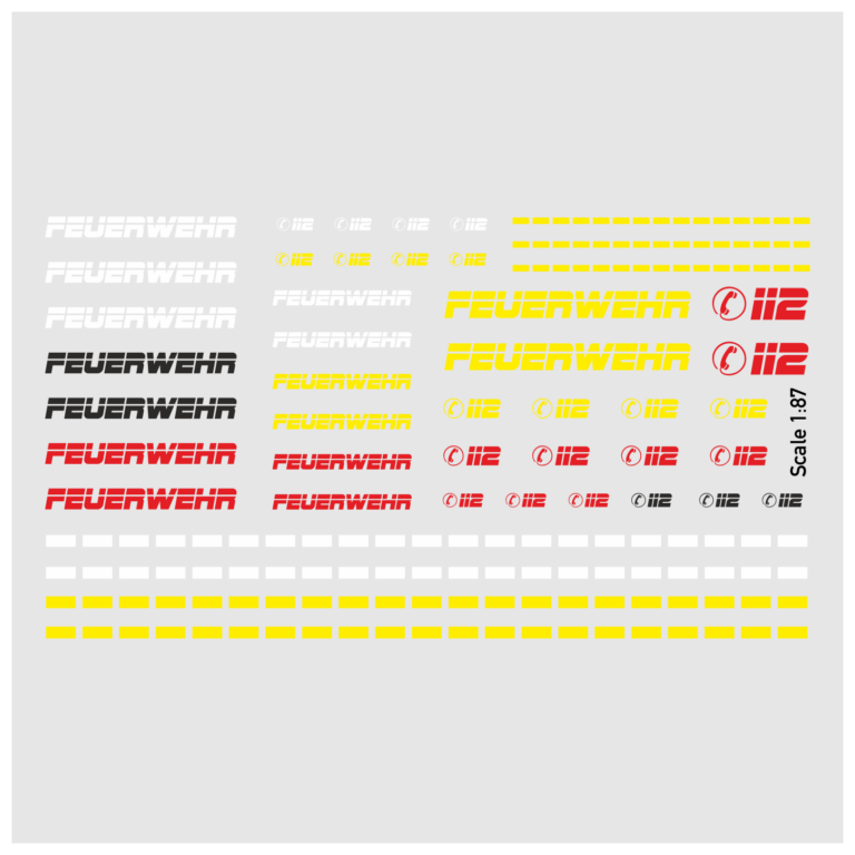 Waterslide Decal 1:87 - BRD Feuerwehr / B Löschfahrzeug 112 Einsatzfahrzeug