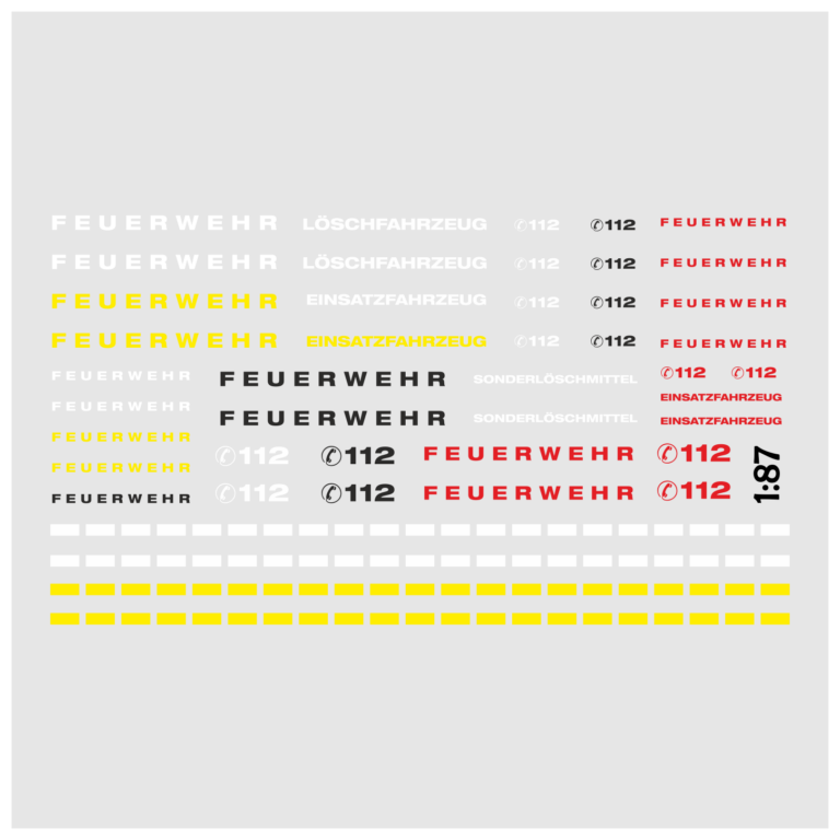 Waterslide Decal 1:87 - DDR BRD Feuerwehr Löschfahrzeug 112 Einsatzfahrzeug
