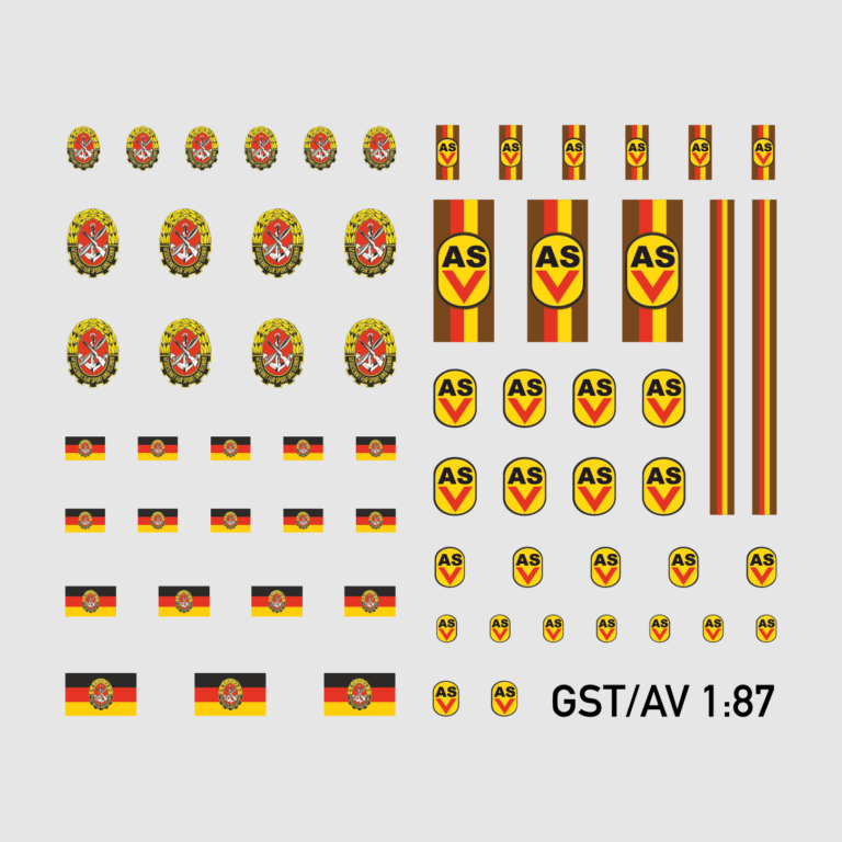 Waterslide Decal 1:87 DDR GST / AV Armeesportvereinigung LKW Modellbahn Spur H0
