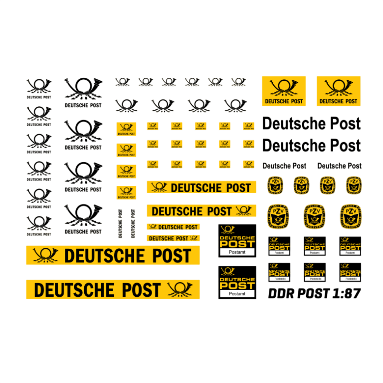 Waterslide Decal 1:87 - DDR Post Poststelle - W50 B1000 Trabant Modellbahn
