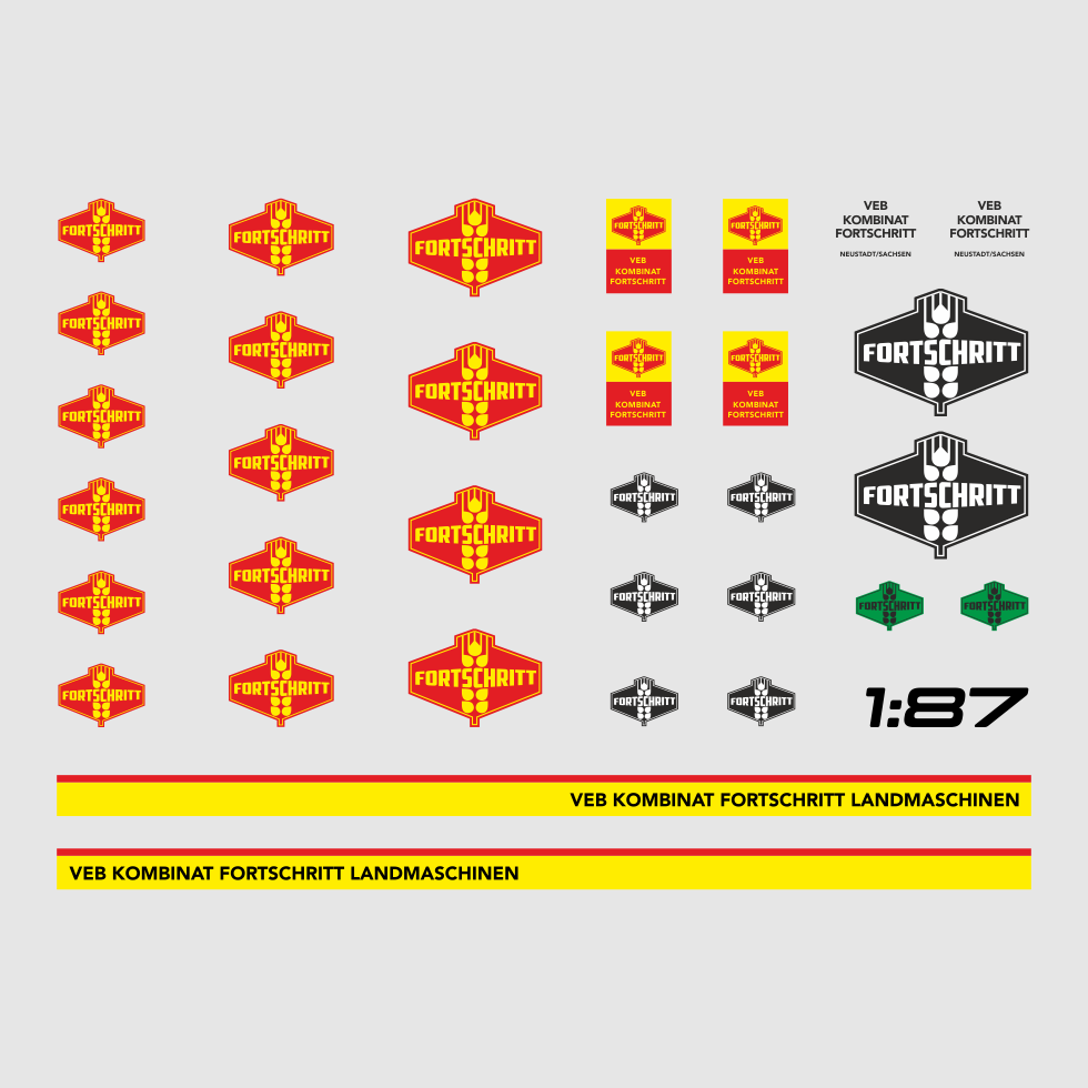 Waterslide Decal 187 DDR VEB Fortschritt Landmaschinen Traktor Sachsen Modellbau Beschriftung