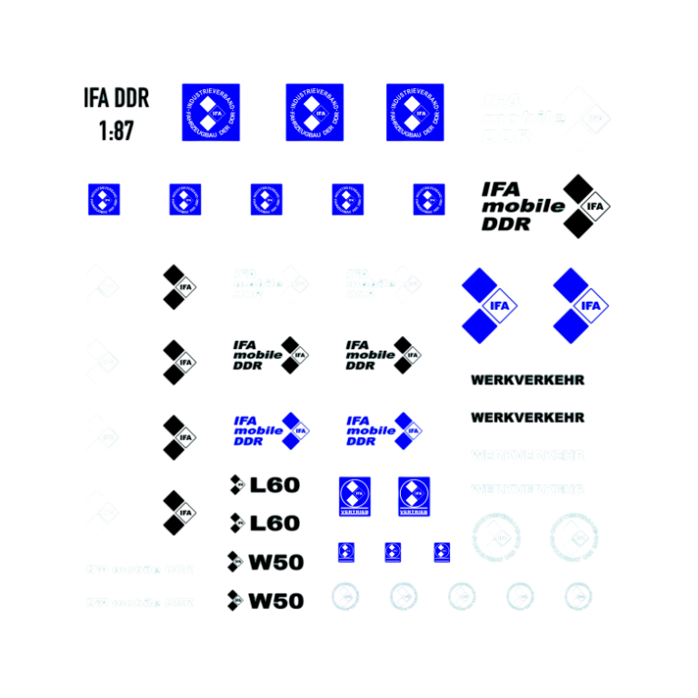 Waterslide Decal 1:87 - DDR VEB IFA Benzin Kamaz W50 Truck LKW Multicar