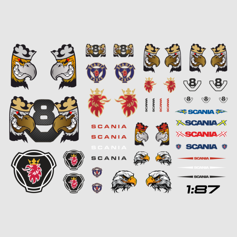 Waterslide Decal 1:87 Scania Greif LKW Zugmaschine Schweden V8 Modellbahn H0 /C
