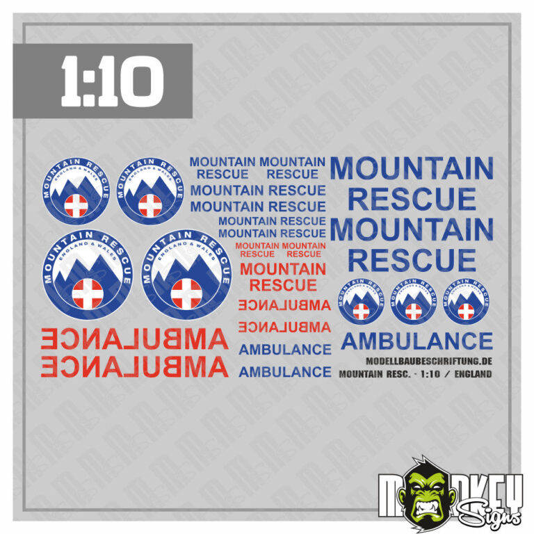 RC Crawler & Truck Beschriftungen RC Crawler Aufkleber Mountain Rescue Set 1:10 Offroad Sticker Tuning Modellbau
