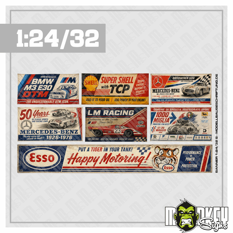 s-l1600_0dadcc92-7a32-42f8-91dc-408d20694318.jpg 7tlg. Retro Garagen Banner Set 1:32 1:24 Carrera Slotcar Modellbau Diorama B – Bild 5