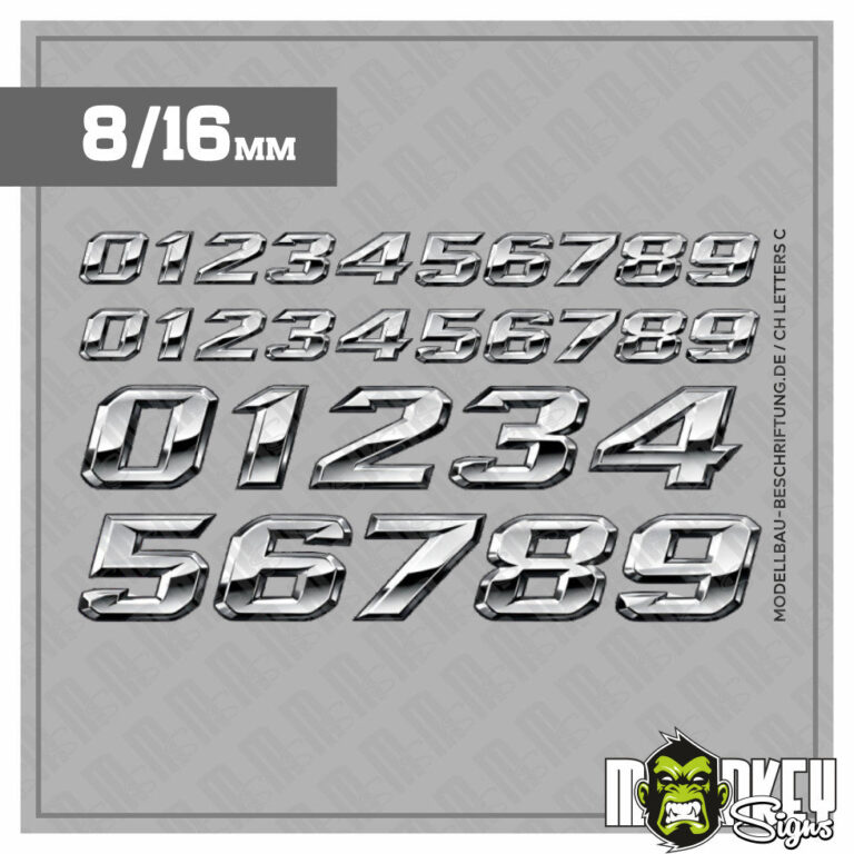 Startnummern Aufkleber 3D Zahlen Set Modellbau Racing RC Modelle 1:18 1:24 1:32