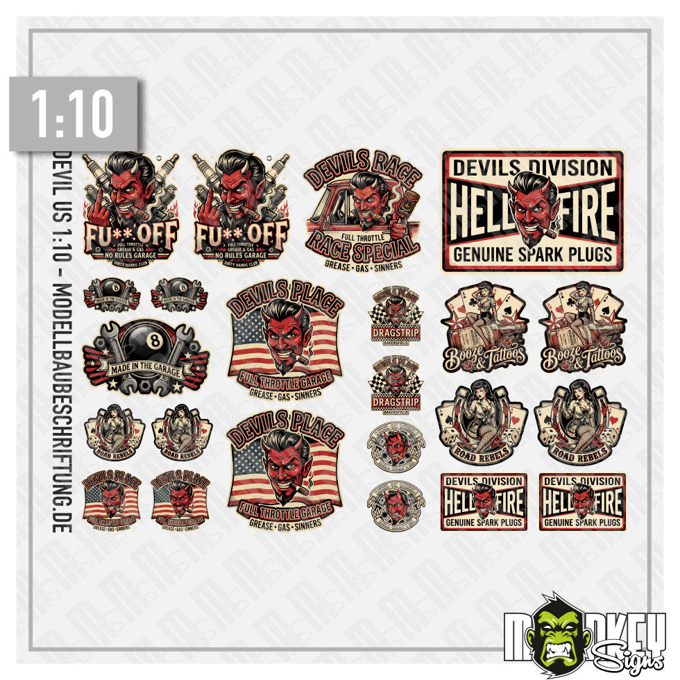 s-l1600_49acb402-13e3-42c0-a55a-98736ffd5858.jpg 23tlg US Car Devil Sticker Set 1:10 RC Crawler V8 Hot Rod Oldschool Aufkleber – Bild 4