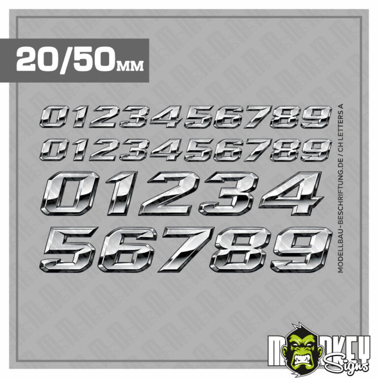 RC Crawler & Truck Beschriftungen Startnummern Aufkleber 3D Zahlen Set Modellbau Racing RC Modelle 1:10 1:8 1:12