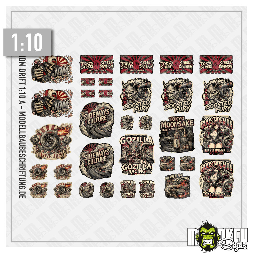 s-l1600_6a694f16-e974-4ce5-b8e5-6db9175a4763.jpg 33tlg JDM Drift Sticker Set A 1:10 RC Tuning Aufkleber für Sakura Yokomo MST – Bild 4