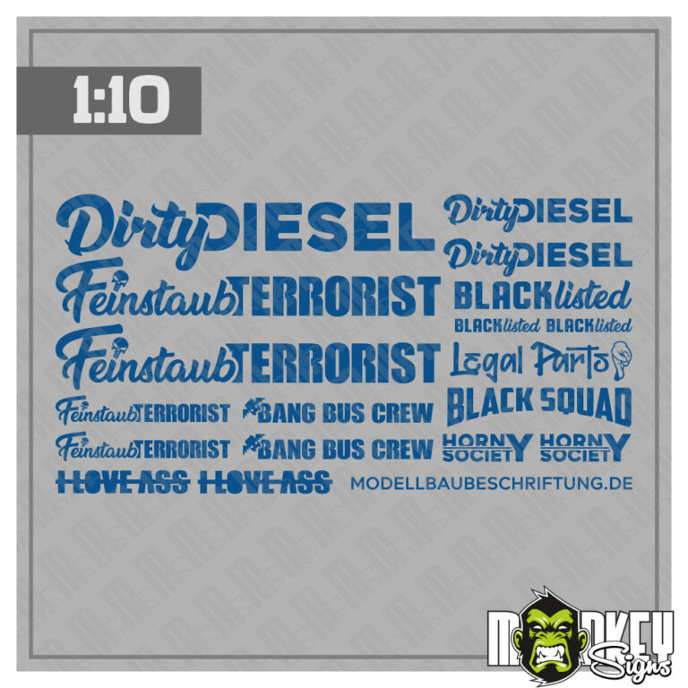 Aufkleber Set Crawler Truck Pickup 1:10 RC Auto Modellbau Tuning Sticker blau