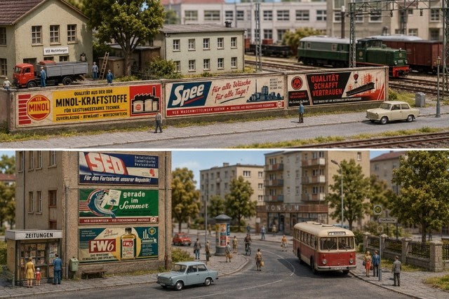 s-l1600_9aa7e9d3-ef18-4e6c-b077-fc1722f2dddf.jpg DDR Werbebanner Set B - 1:87 H0 Modellbahn Reklame Schilder Diorama Zubehör – Bild 2