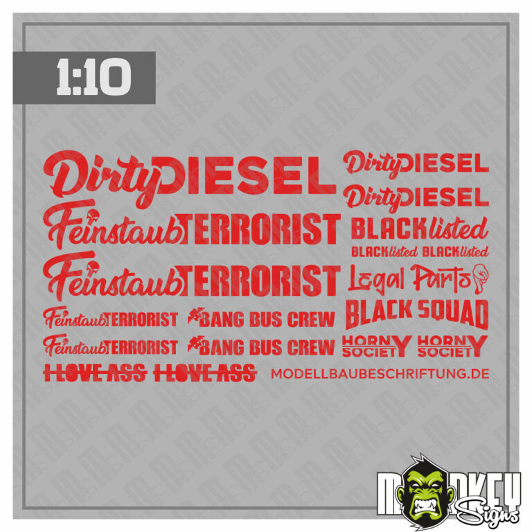 Aufkleber Set Crawler Truck Pickup 1:10 RC Auto Modellbau Tuning Sticker rot