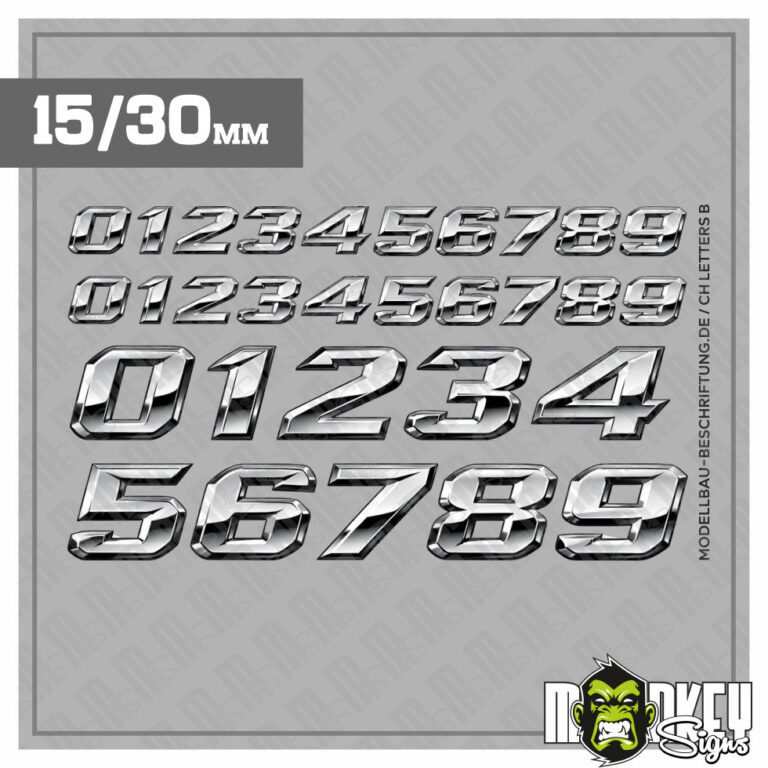 Startnummern Aufkleber 3D Zahlen Set Modellbau Racing RC Modelle 1:14 1:18 1:24