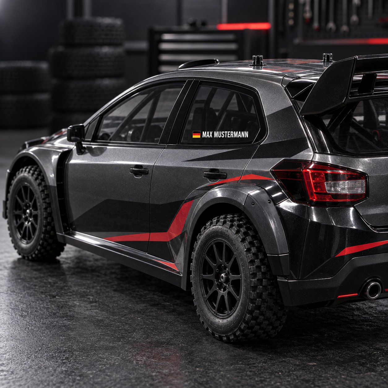 RC-Modell mit personalisiertem Fahrer-Sticker